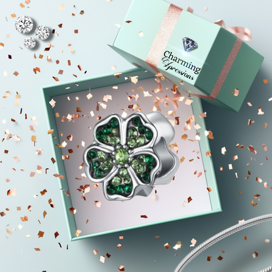 Sparkly Green Flower Charm